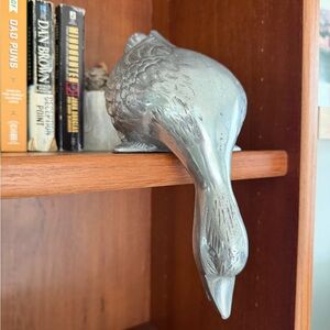 Silver Pewter Duck Vintage Decorative Bookend